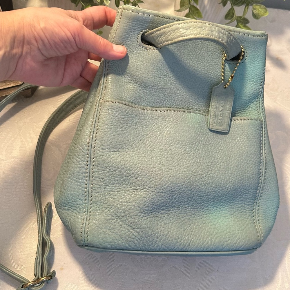 Coach Vintage Sonoma Drawstring Natural Grain Leather - Aqua - Picture 5 of 14